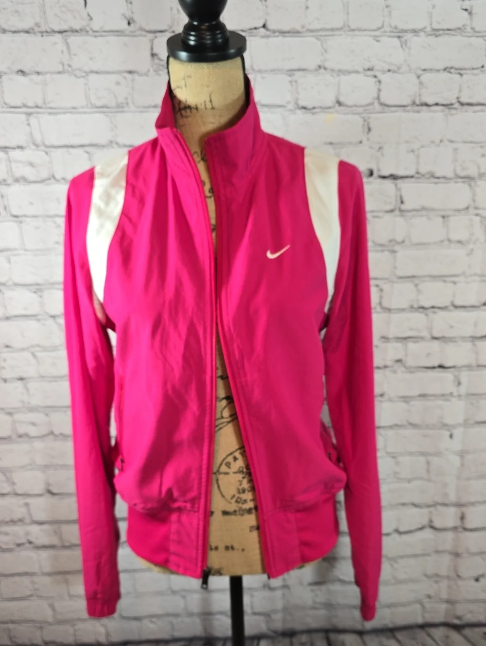 Nike Women's Hot Pink Track Jacket with White Panels Size M